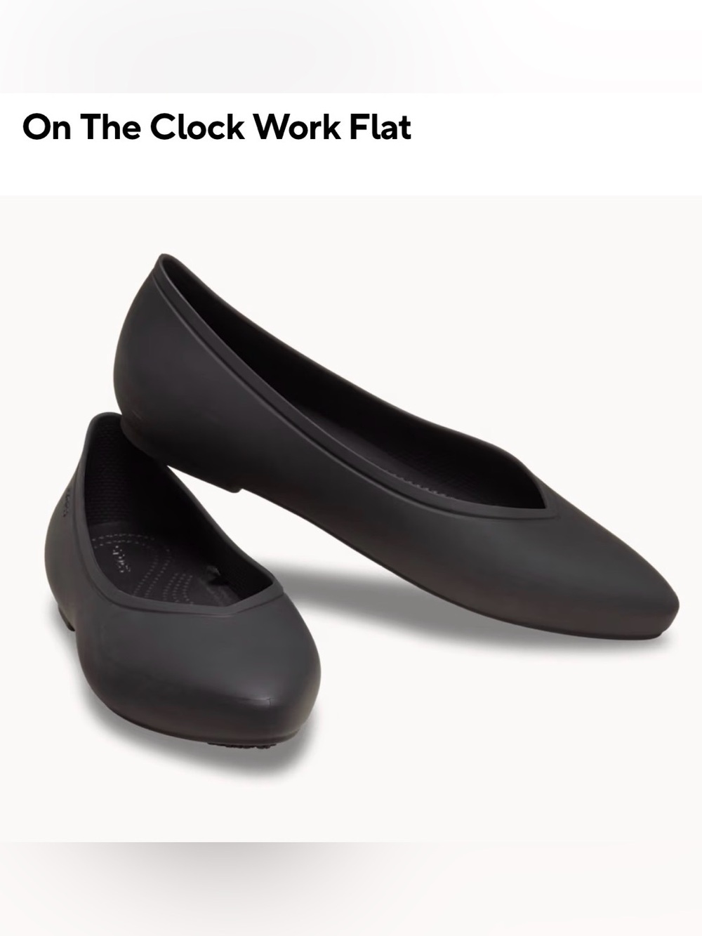 Crocs On The Clock Work Flat Pointed Toe Women's Size 7 Black Comfort Fit Shoes